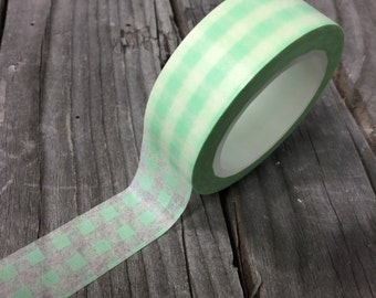 Washi Tape - 15mm- Mint green plaid - Deco Paper Tape No. 501