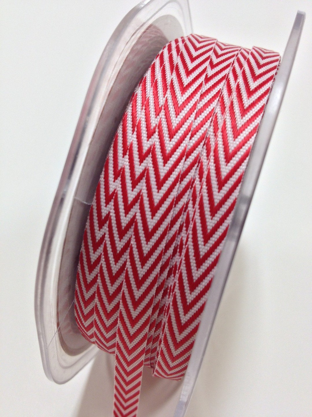 Chevron Twill Herringbone Ribbon - Red - 1/4 Inch Width - Packaging and ...