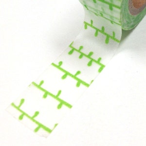 Washi Tape 15mm Tiny Green Leaves on White Deco Paper Tape No. 665 image 2