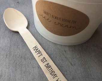 Personalized Wooden Utensils Available in Three Sizes - Custom Text or Graphic - Font Choice - FREE U.S. Shipping