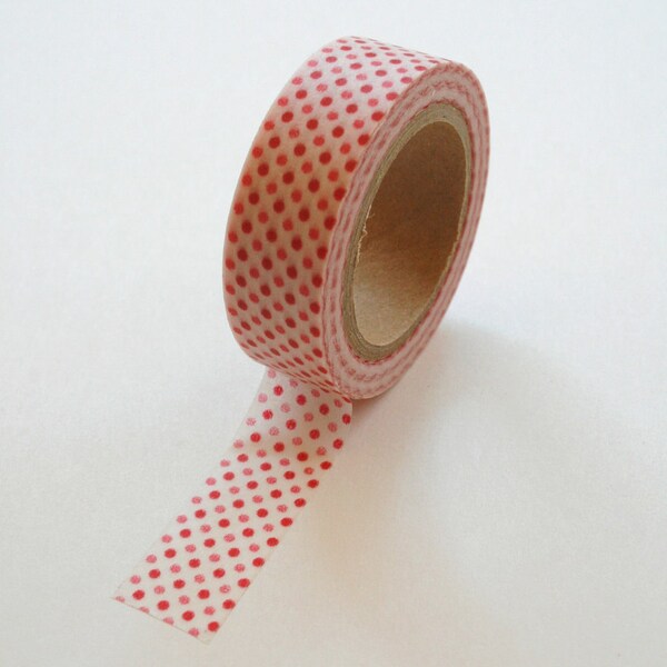 Washi Tape - 15mm - Tiny Red Shades Even Pattern Polka Dots - Deco Paper Tape No. 200