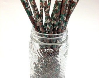 Camouflage Paper Straws - Perfect for Parties - Favors- Festive and Fun Addition
