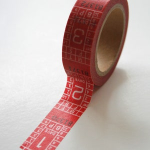 Washi Tape 15mm White Number and Letter Pattern on Red Deco Paper Tape ...
