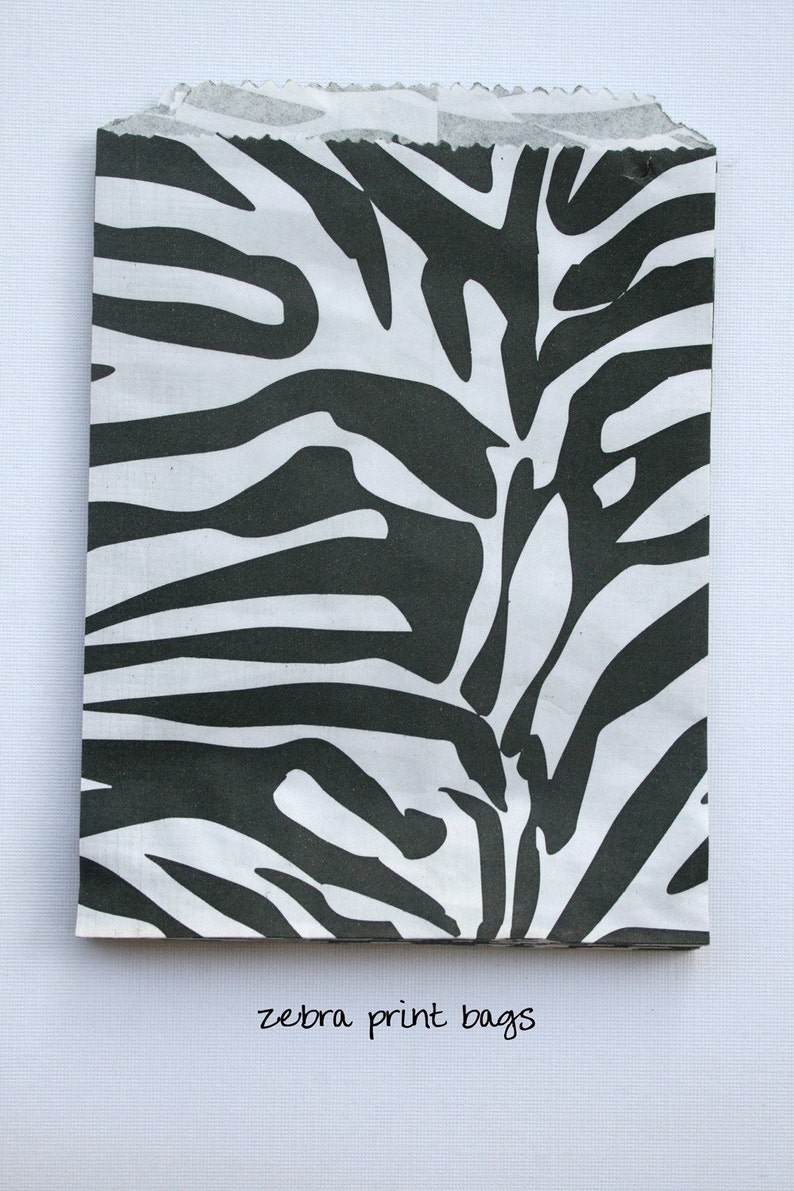 Set of 100 Traditional Sweet Shop Zebra Print Paper Bags 5 Etsy