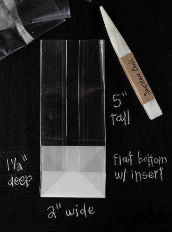 50 CLEAR 14/" x 5/" x 2.5/" CELLOPHANE BAGS WITH GUSSET *FOOD SAFE*