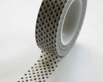 Washi Tape - 15mm - Tiny Black and Charcoal Even Pattern Polka Dots - Deco Paper Tape No. 198