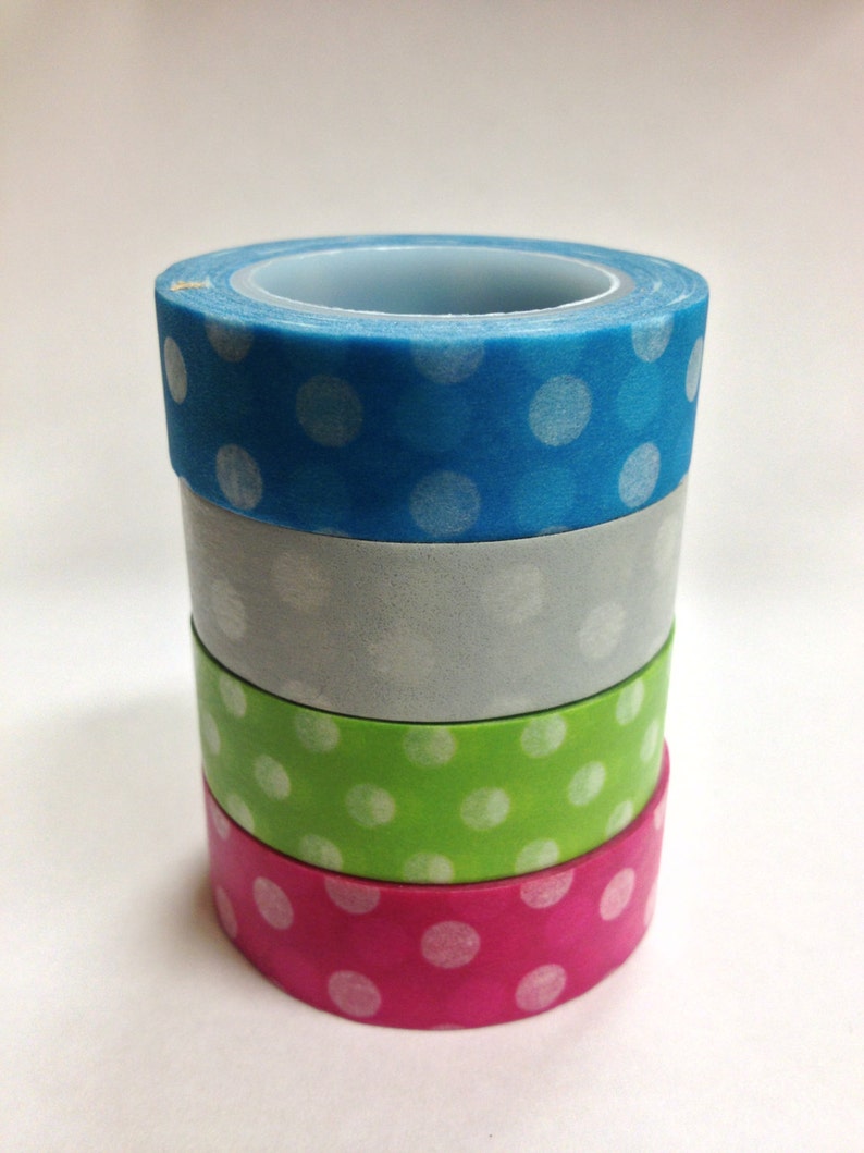 Washi Tape 15mm Large White Polka Dots on Grey Deco Paper Tape No. 809 image 5