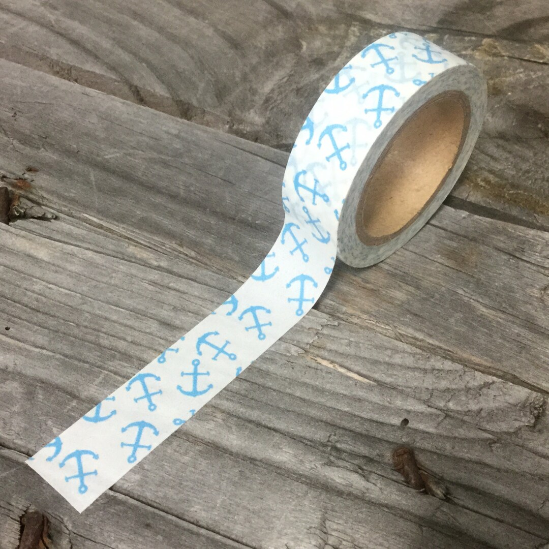 Washi Tape - 15mm - Blue Anchors on White - Deco Paper Tape No. 954 - Etsy