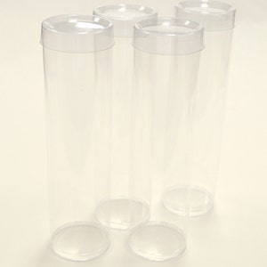 Clear Large Plastic Round Storage, 1.5 Inch Diameter x 6 Inch or 10 Inch Length -  Candy or Favor Tubes with Clear Caps