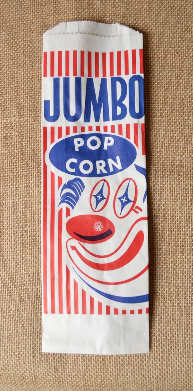 Vintage Style Clown Jumbo Popcorn Bags Red and White Stripes Etsy