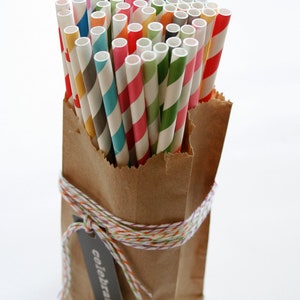 60 Printed Design Paper Straws With Editable PDF File - Stripes and Dots - Mix and Match Colors ...