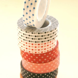 Washi Tape 15mm Blue Polka Dot on White Deco Paper Tape No. 184 image 2