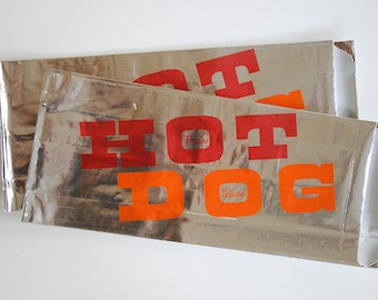 Vintage Style Foil Paper Lined Hot Dog Bags - Red and Orange - PRIORITY MAIL - set of 75