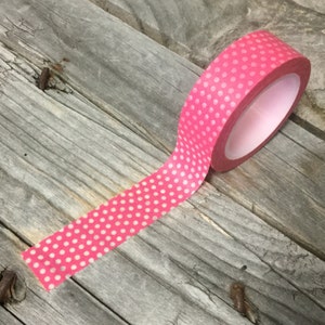 Washi Tape - 15mm - White Dots on Pink - Deco Paper Tape No. 798
