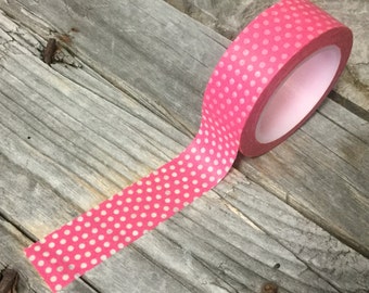 Washi Tape - 15mm - White Dots on Pink - Deco Paper Tape No. 798