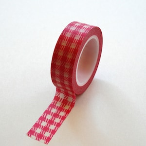 Washi Tape - 15mm - Pink Bold Gingham Pattern Hot Pink - Deco Paper Tape No. 358