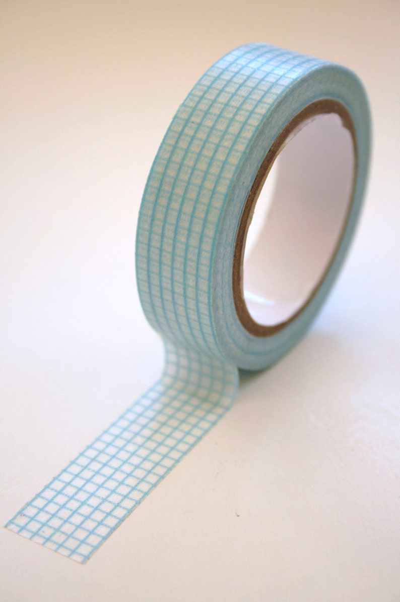 Washi Tape 15mm Blue Graph Paper Grid Design on White Etsy