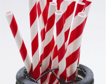 Traditional Red Candy Apple Red Paper Straws - Perfect for Parties or Weddings - Favors- Festive and Fun Addition
