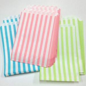 Free U.S. Shipping Traditional Sweet Shop Candy Stripe Paper Bags 5 x 7 Pastels Your Color Choice image 3