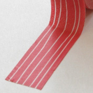 Washi Tape 15mm White Irregular Lines on Deep Pink Deco Paper Tape No. 247 image 2