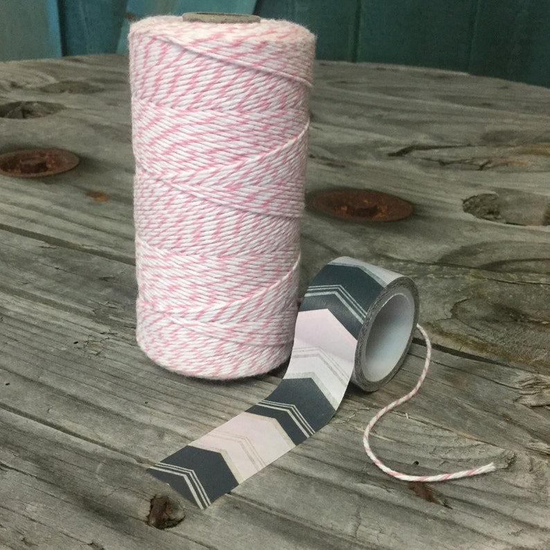 Washi Tape 20mm Baby Pink and Charcoal Chevron Pattern on White Deco Paper Tape No. 414 image 3