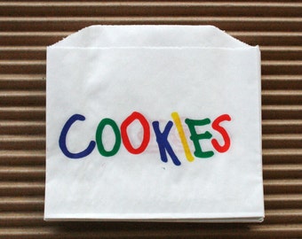 Vintage Style Rainbow Print Cookies Bags - Rainbow Colors - Flat 4.825 x 4 Inches - set of 100