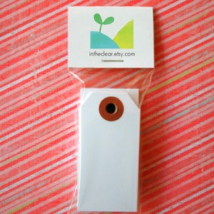 Mini Shipping Paper Tags - Twelve Colors Available - 1.375 x 2.75 - Pack of 25 - White