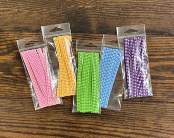 Colorful Gingham Twist Ties - set of 25