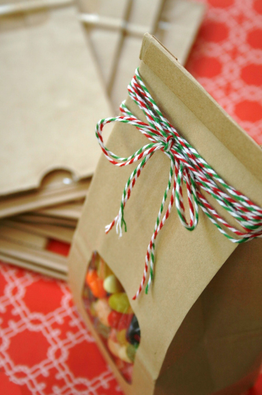 QTY 10 Small Half Pound Brown Paper Lined Tin Tie Bags with Window - …