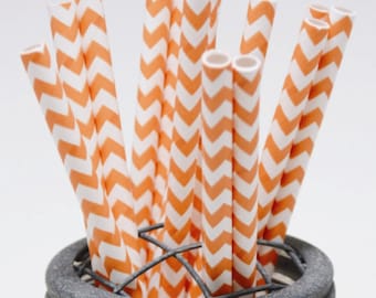 Orange Chevron Pattern Paper Straws - Perfect for Parties or Weddings - Favors--Free Editable DIY Tags PDF