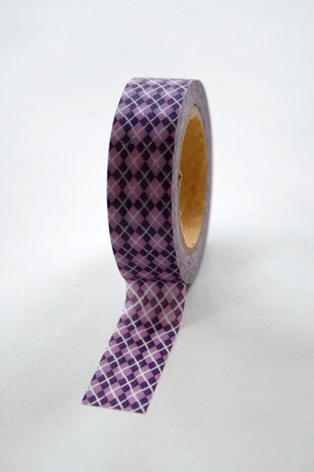 Washi Tape 15mm Purple Lavender Argyle On White Deco Etsy
