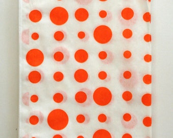 Set of 25 - Traditional Sweet Shop Orange Dots Paper Bags - 7 x 9 New Style