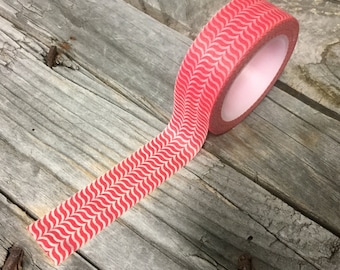 Washi Tape - 15mm - Wavy Red Chevron Pattern  - Deco Paper Tape No. 393