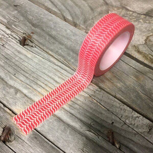 Washi Tape - 15mm - Wavy Red Chevron Pattern  - Deco Paper Tape No. 393