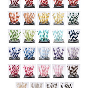 60 Printed Design Paper Straws With Editable PDF File - Stripes and Dots - Mix and Match Colors ...