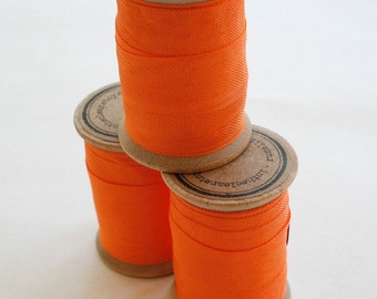 Rayon Binding Tape - 1/2 Inch Wide - 10 Yds Orange on Wooden Spool - Packaging and Gift Ribbon