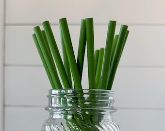 Solid Grass Green Paper Straws - Perfect for Weddings - Parties - St Patrick's Day!