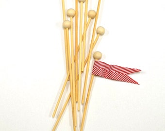 Wooden Ball Sticks - Candy - Rock Candy - Flags - LolliPops - 6 Inches