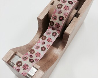Washi Tape - 15mm - Pink and Brown Floral Medallions - Deco Paper Tape No. 921