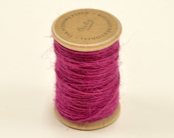 Burlap Twine - 30 Yards on Wooden Spool - Magenta - Hot Pink - Color Jute