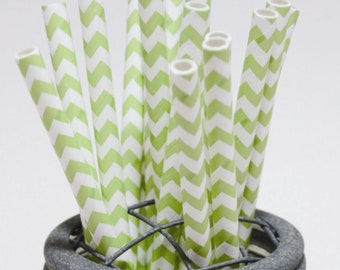 Lime Green Chevron Pattern Paper Straws - Perfect for Parties or Weddings - Favors--Free Editable DIY Tags PDF