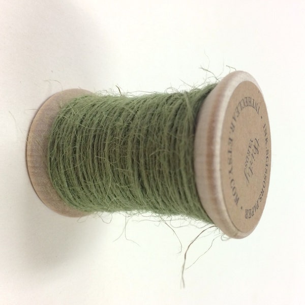 Burlap Twine - 30 Yards on Wooden Spool - Sage Color Jute