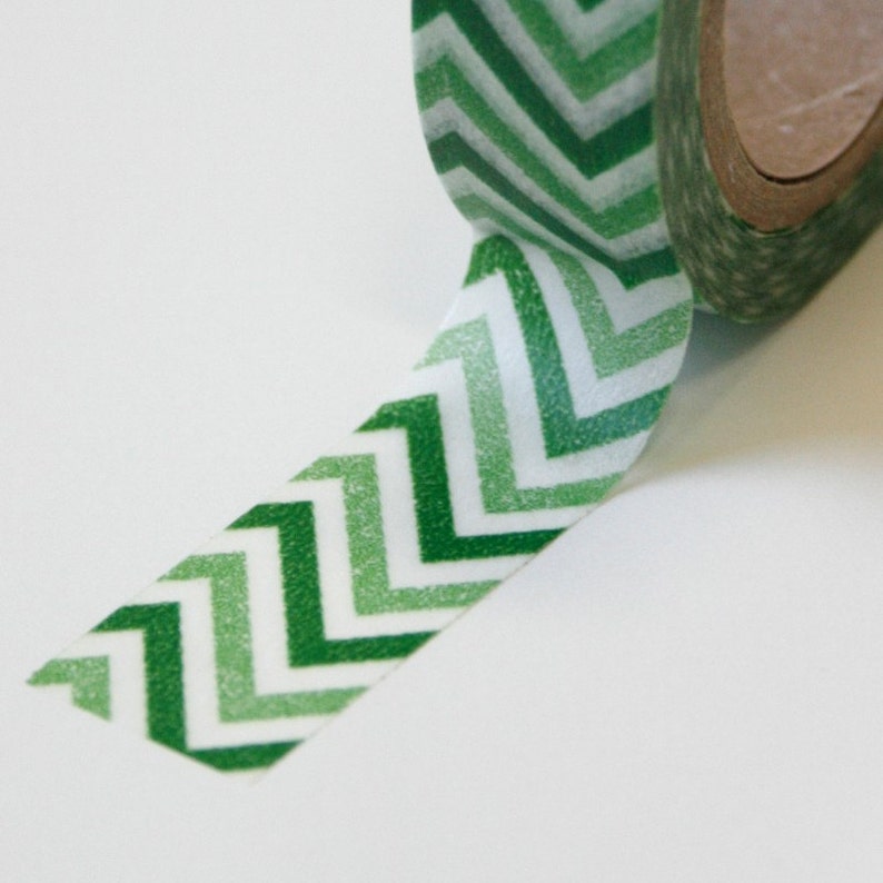 Washi Tape 15mm Light and Dark Green Chevron Pattern | Etsy