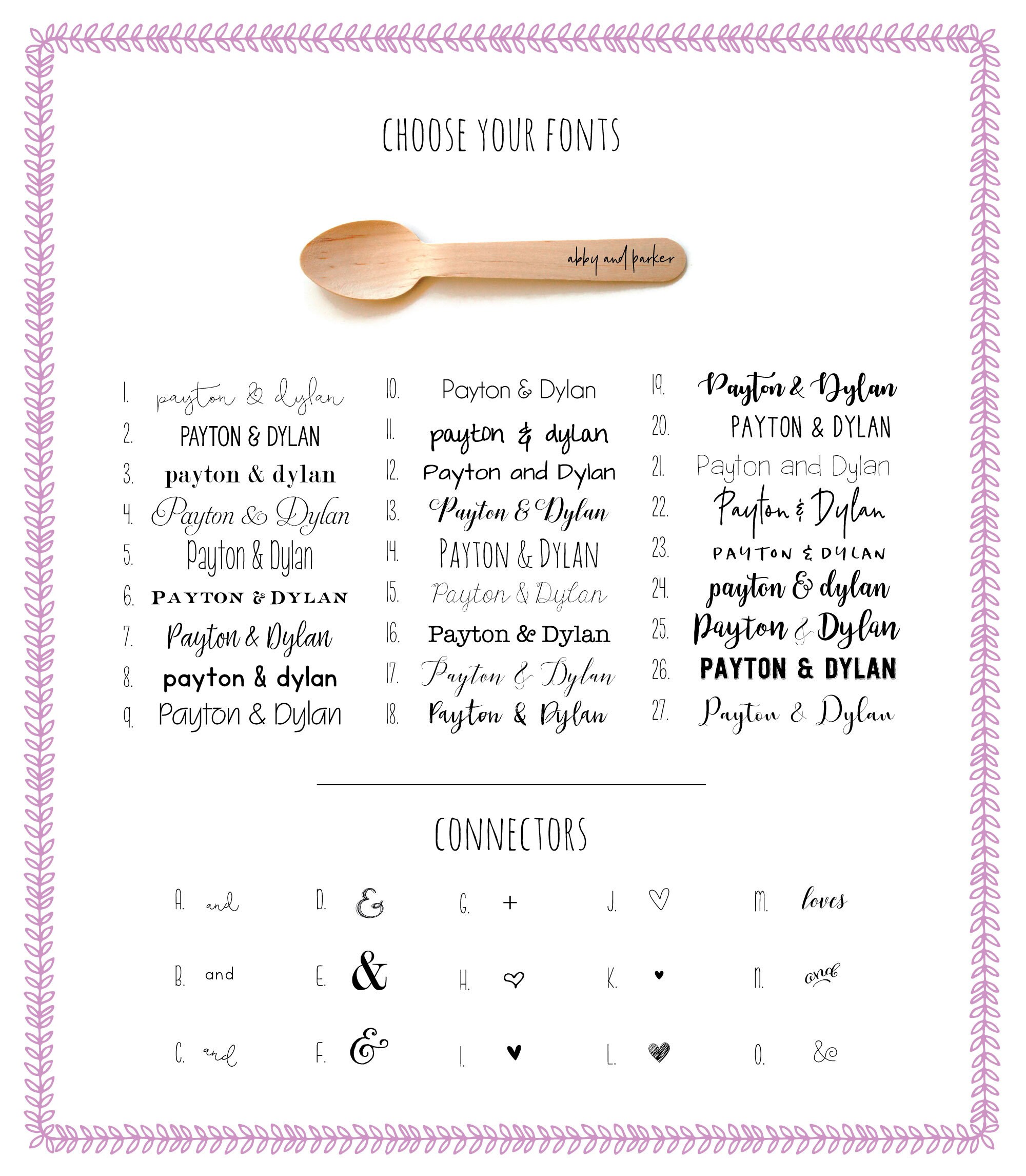 Utensils Text Personalized Wooden Utensils Available in Three Sizes - Custom Text or ...