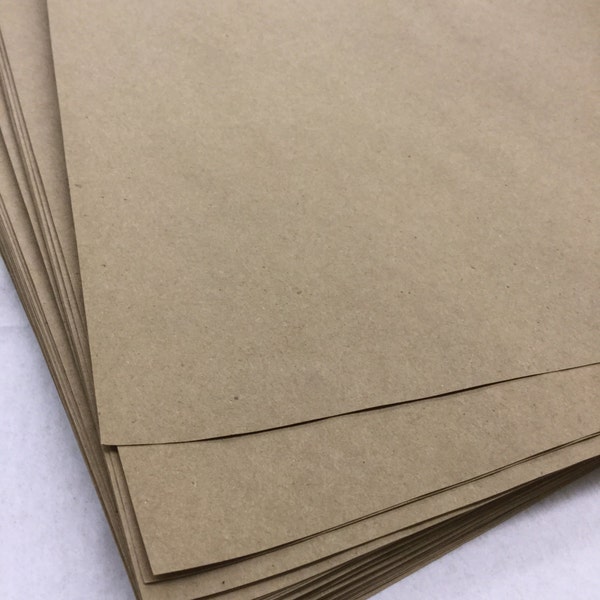 Full Sheet - 8 1/2 x 11 Inches - Printable Brown Kraft Recycled Paper - set of 25 - Crafting or Letterpress or Stamping