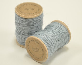 Burlap Twine - 30 Yards on Wooden Spool - Light Blue - Dusty Blue Color Jute