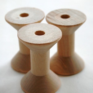 Medium Wooden Spools Set of 6 Natural Wood Thread Spools 