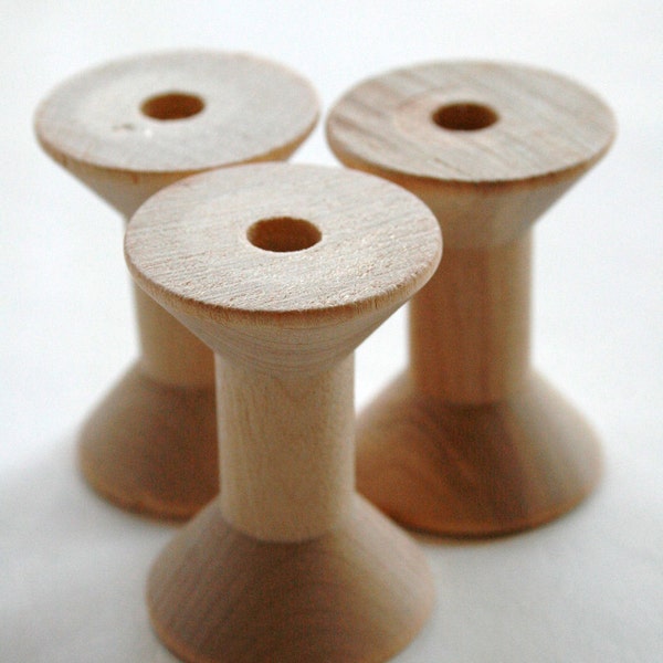 Medium Wooden Spools - set of 6 - Natural Wood Thread Spools