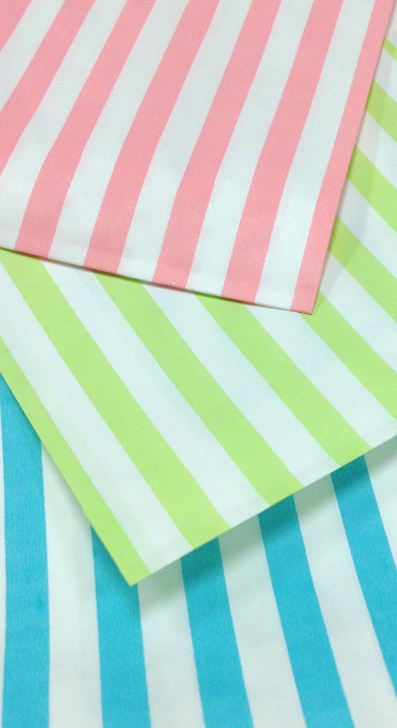 Free U.S. Shipping Traditional Sweet Shop Candy Stripe Paper Bags 5 x 7 Pastels Your Color Choice image 4