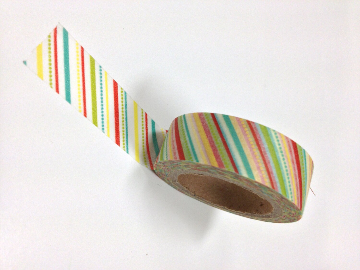 Washi Tape 15mm Multi Colored Stripes and Dots Aqua Rosy - Etsy